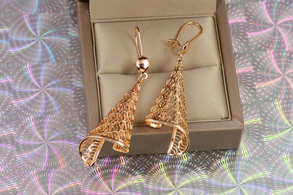 Серьги подвески Xuping Jewelry Конус 6,4 см Золотистый (1759858531)