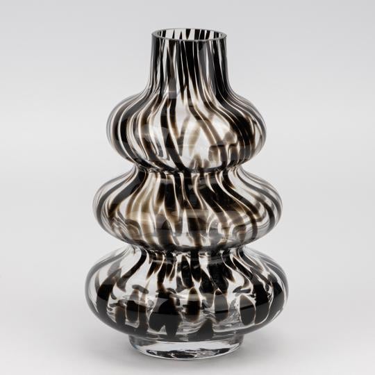 Ваза стеклянная Черные волны 22 см Черно-белый (80017) Ваза стеклянная Черные волны 22 см Черно-белый (80017)
