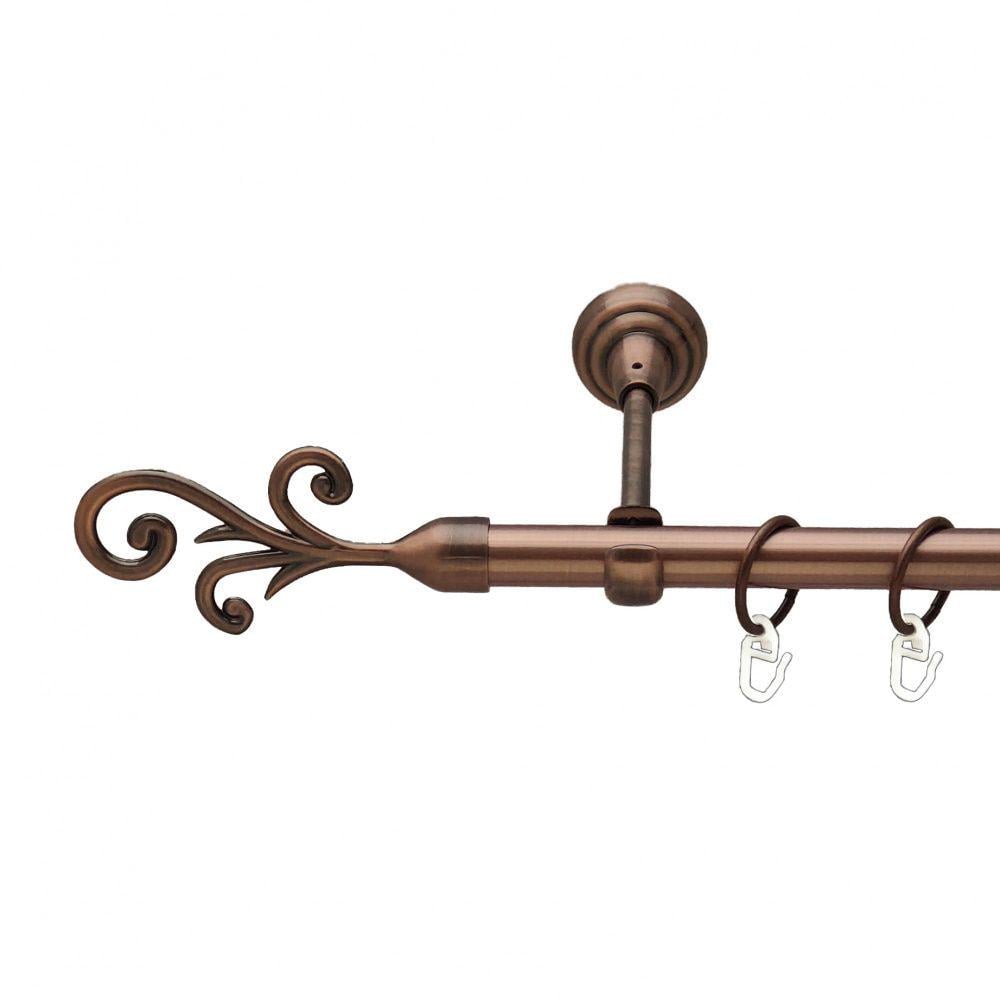 Карниз металлический Orvit Фала однорядная открытая/гладкая труба/кольцо металлическое Медь 19 мм 240 см (00-00011769)