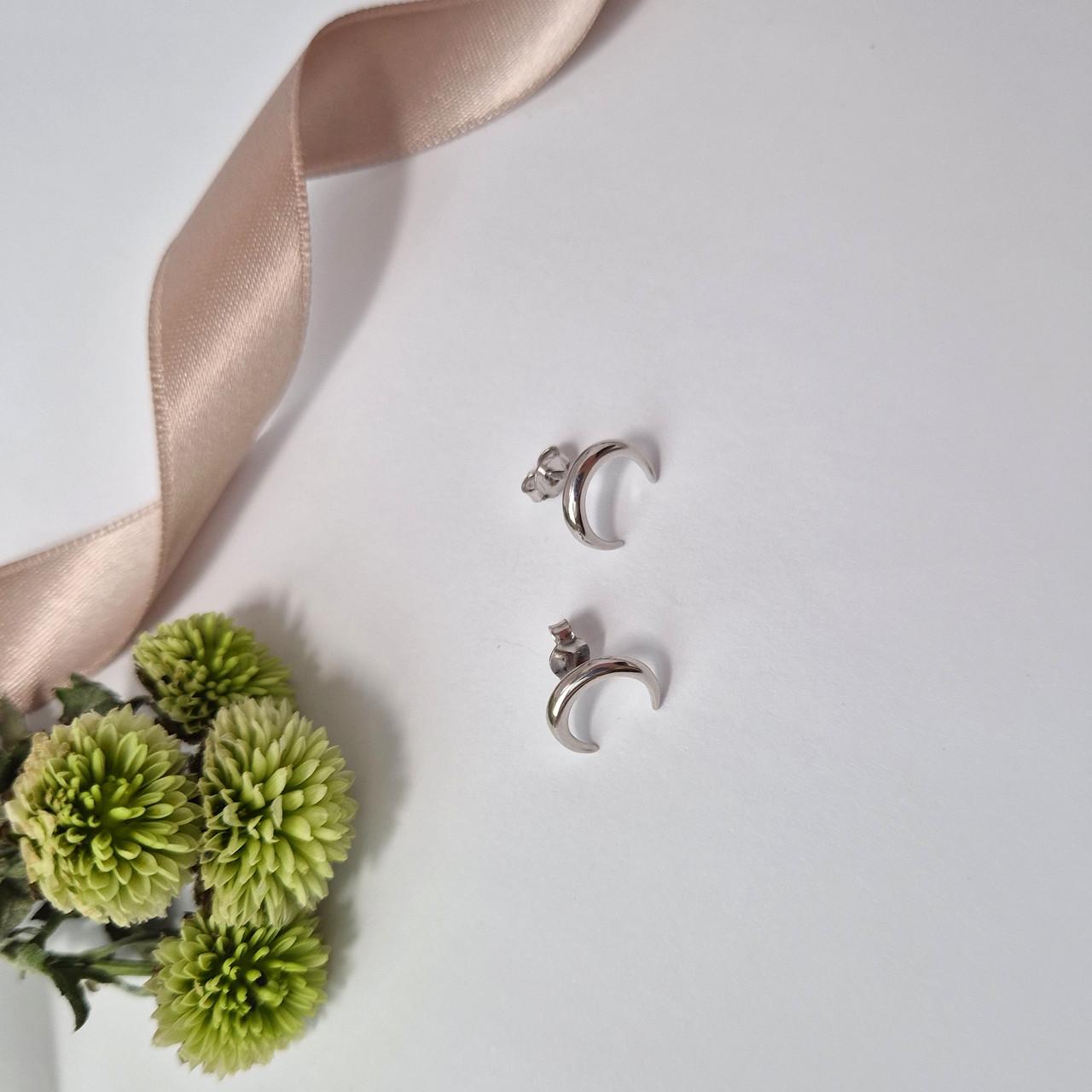 Сережки гвоздики на фіксаторах Лунниця срібло 925 проби родоване 0,87 г (вс167р) - фото 5 Сережки гвоздики на фіксаторах Лунниця срібло 925 проби родоване 0,87 г (вс167р) - фото 5