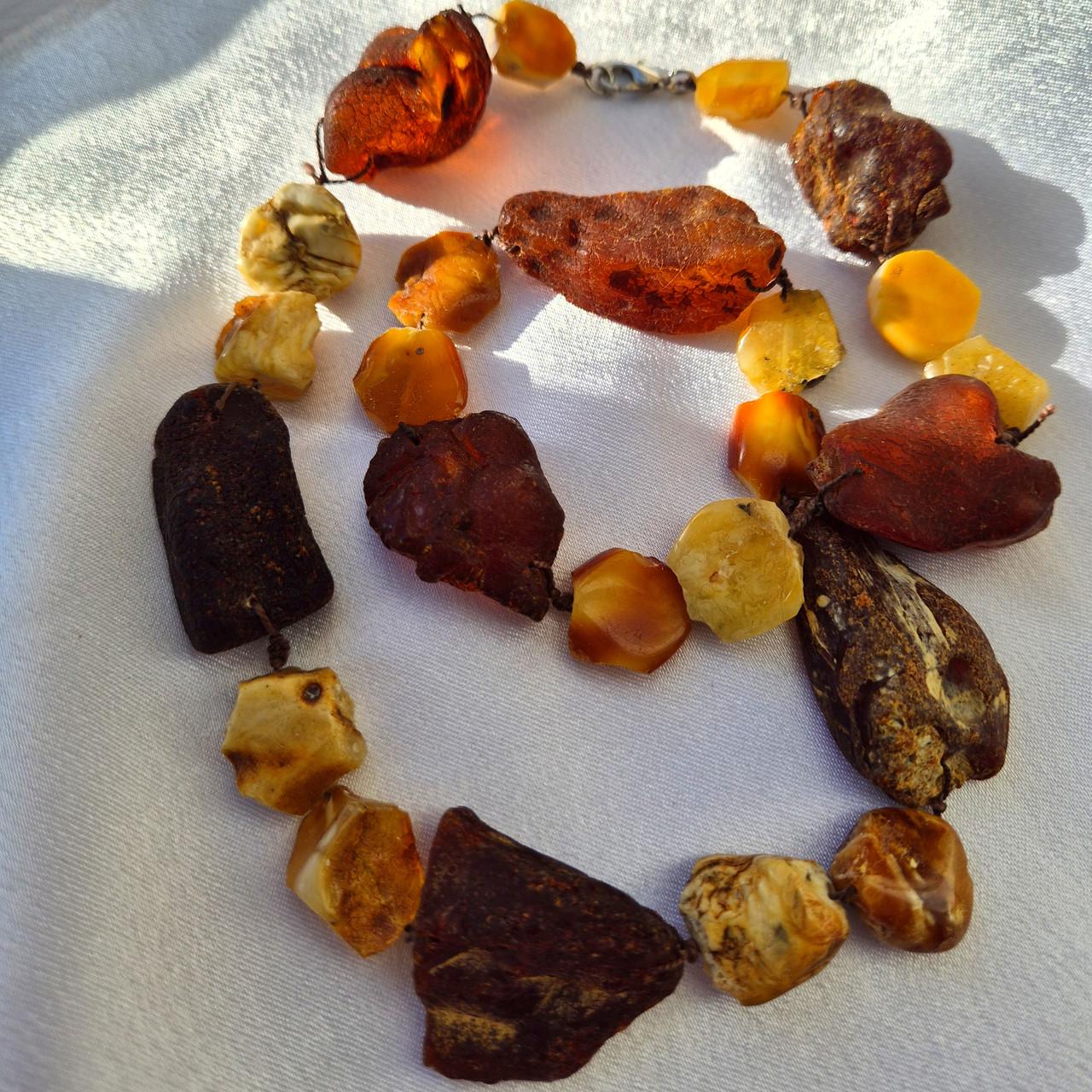 Намисто із натурального Бурштину лікувальний необроблений 56 см Медовий (бурштин56/авт)