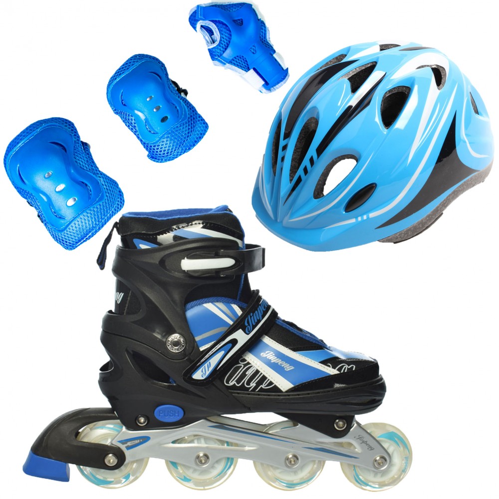 Ролики детские Rider Combo Pro защита и шлем р. 39-42 Синий (2T3007P)