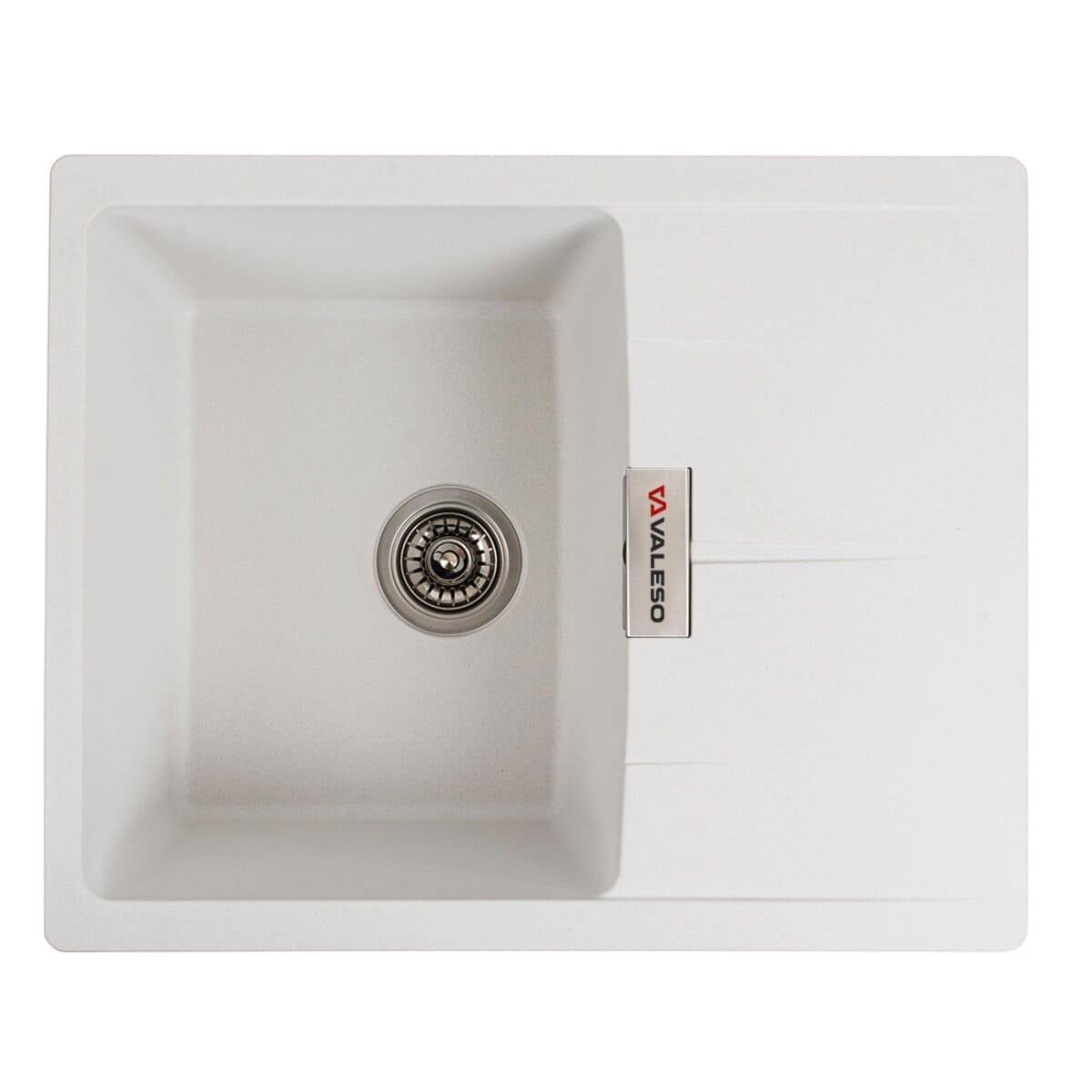 Мойка гранитная Valeso Zirkone 620х500 врезная прямоугольная Белоснежный матовый (PLTM-SP000047095)