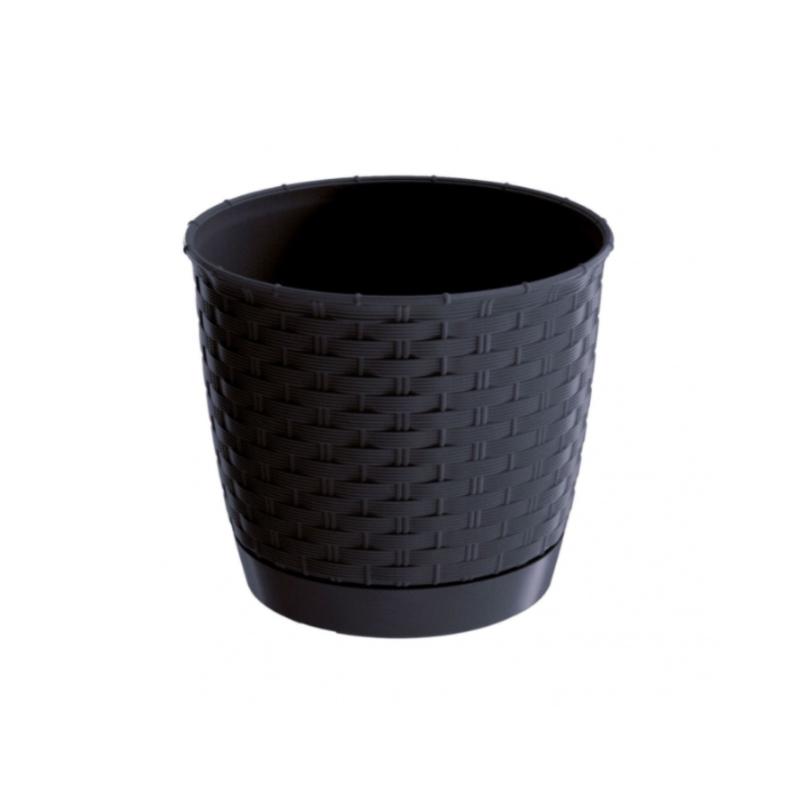 Горшок для цветов Prosperplast Ratolla 14,2 см круглый с подставкой Серый (70763-433)