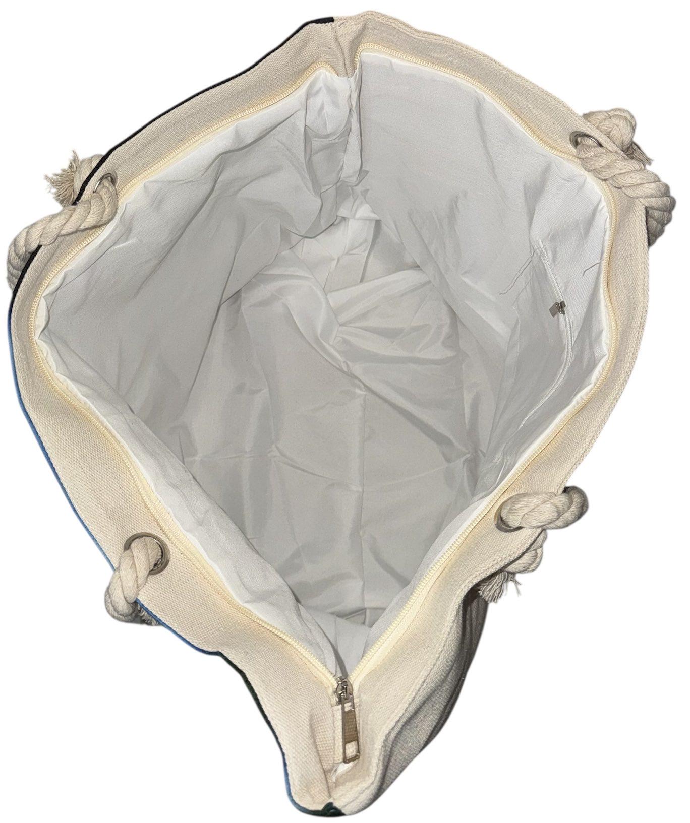 Сумка пляжна жіноча з тканини на блискавці 20-60 см Бежевий з блакитним - фото 5 Сумка пляжна жіноча з тканини на блискавці 20-60 см Бежевий з блакитним - фото 5