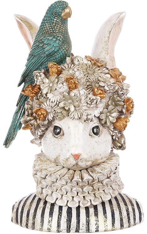 Статуэтка декоративная Крольчиха с зеленым попугаем 35 см