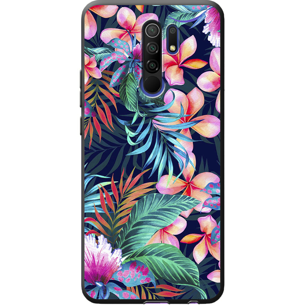 Чехол BoxFace Xiaomi Redmi 9 flowers in the tropics Черный силикон (40233-up1971-40357)