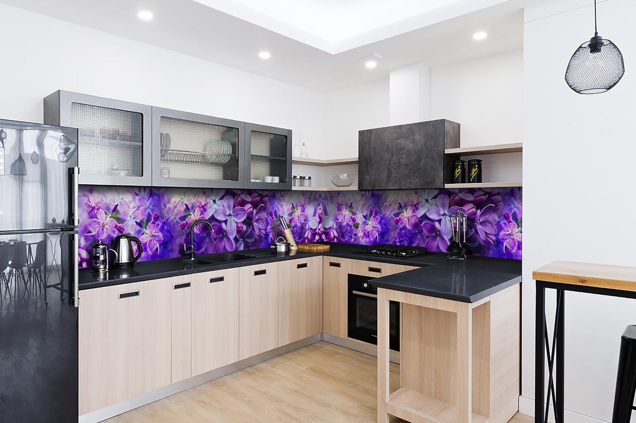 Кухонный фартук Сирень из самоклеющейся виниловой пленки 65х250 см Фиолетовый