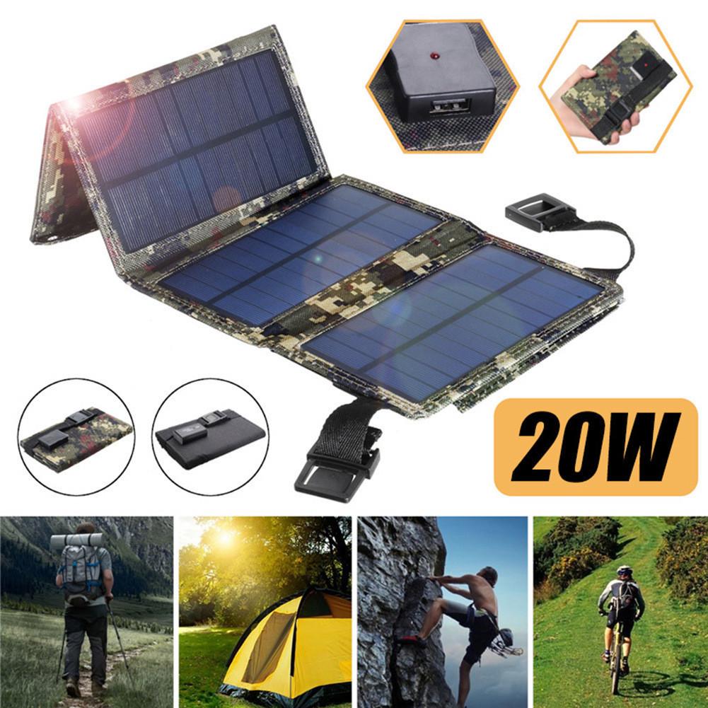 Зарядное устройство солнечное Solar Power Bank 20 W 5V 1,5A USB Камуфляж - фото 3