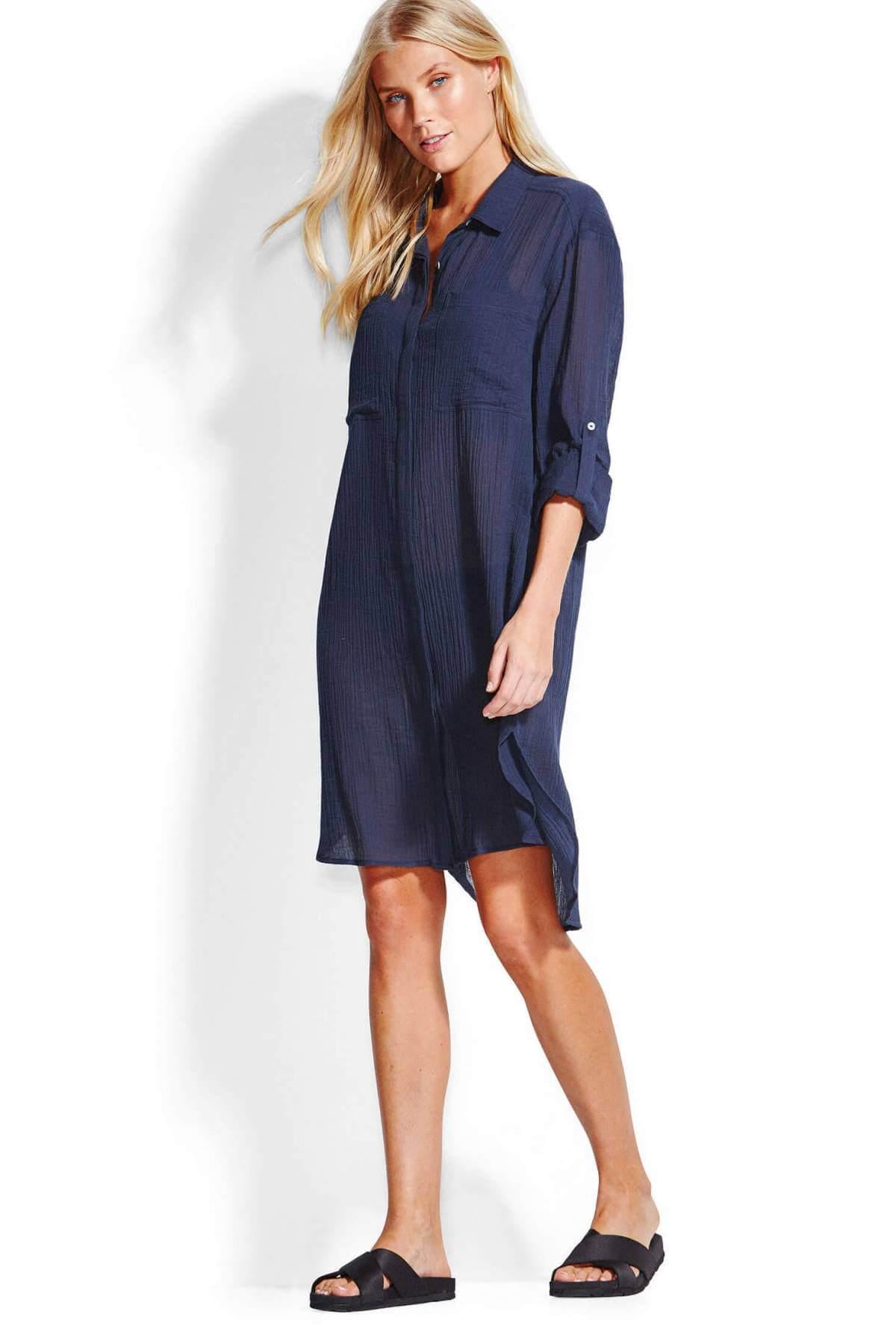 Рубашка пляжная Seafolly S Синий (53108-CUindigo)