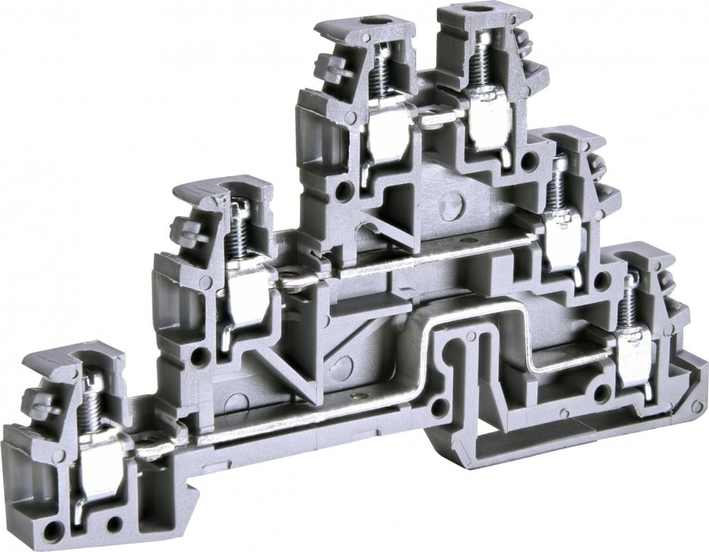 Клемма винтовая наборная ETI ESC-TLD.2 трехуровневая 24А 2,5 мм2 х 85х6,2х52 мм Серый (3903247)