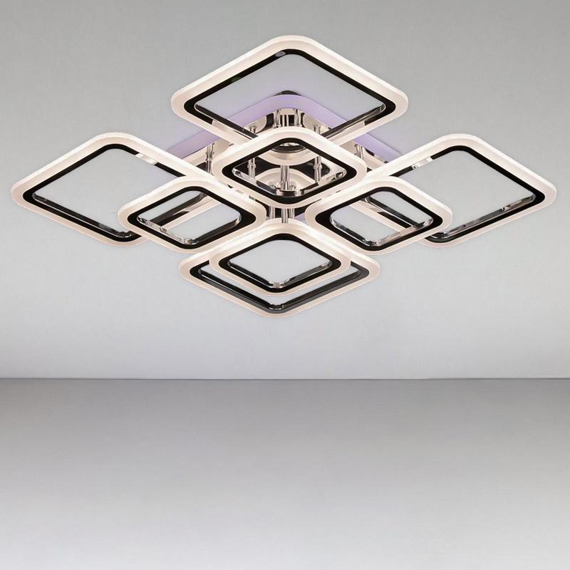 Потолочная люстра LED с диммером и RGB с подсветкой Light House SL-18185/4+4B 192W 3000-6000 H120хL600хW600 мм Хром