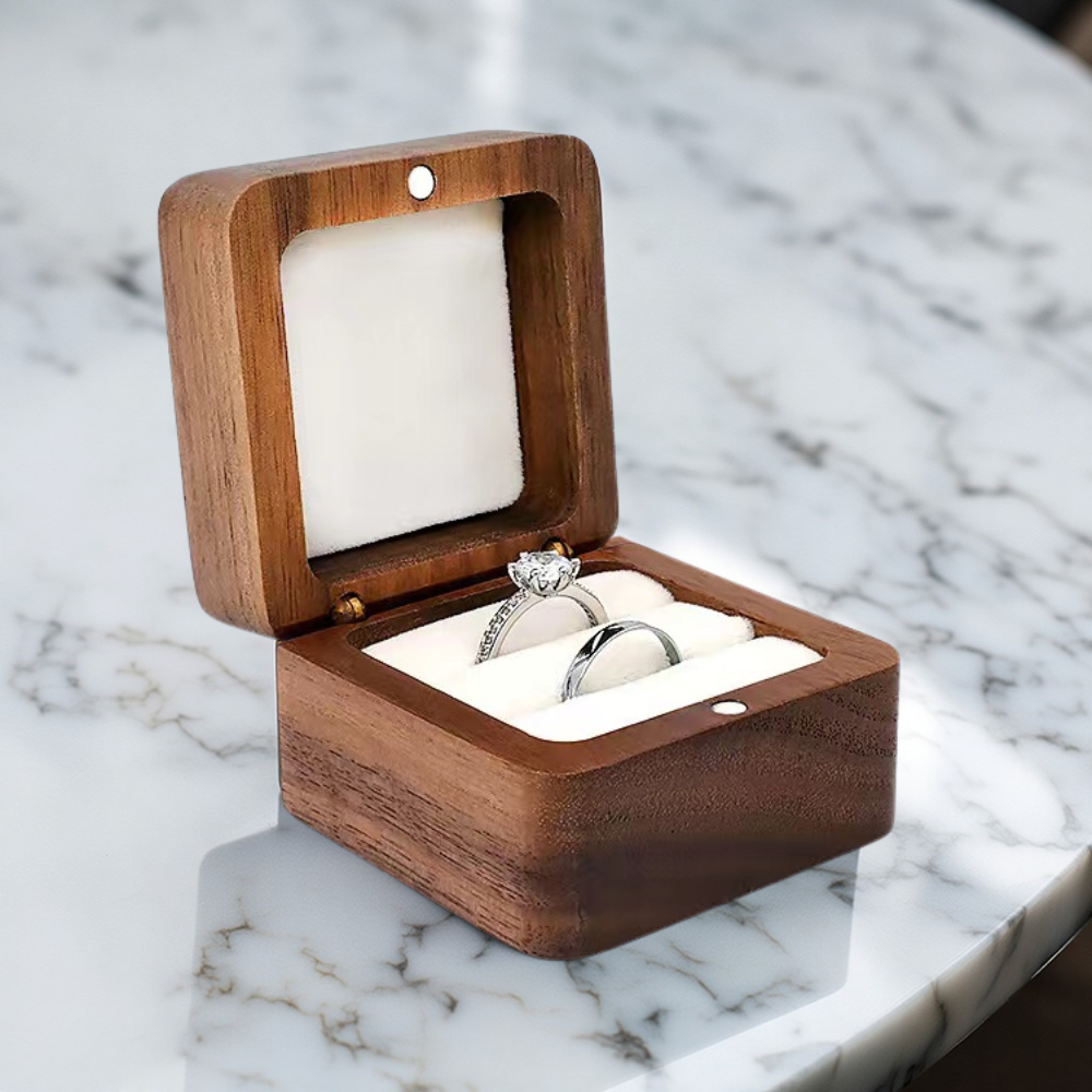 Коробочка для колец деревянная для обручальных колец свадьбы и предложение руки и сердца