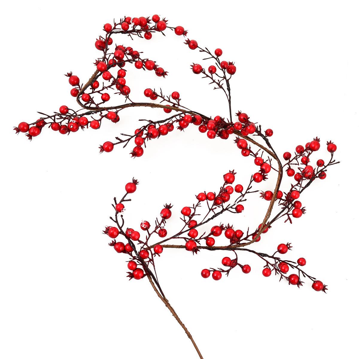 Ветка-гирлянда декоративная YES! Fun Ягоды граната 150 см Красный