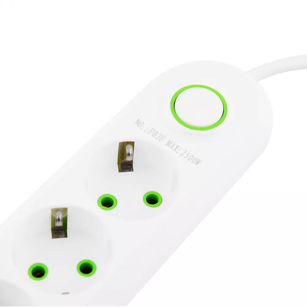 Фильтр сетевой Power Socket F03U 3 розетки + 3 USB White (9756227) - фото 5