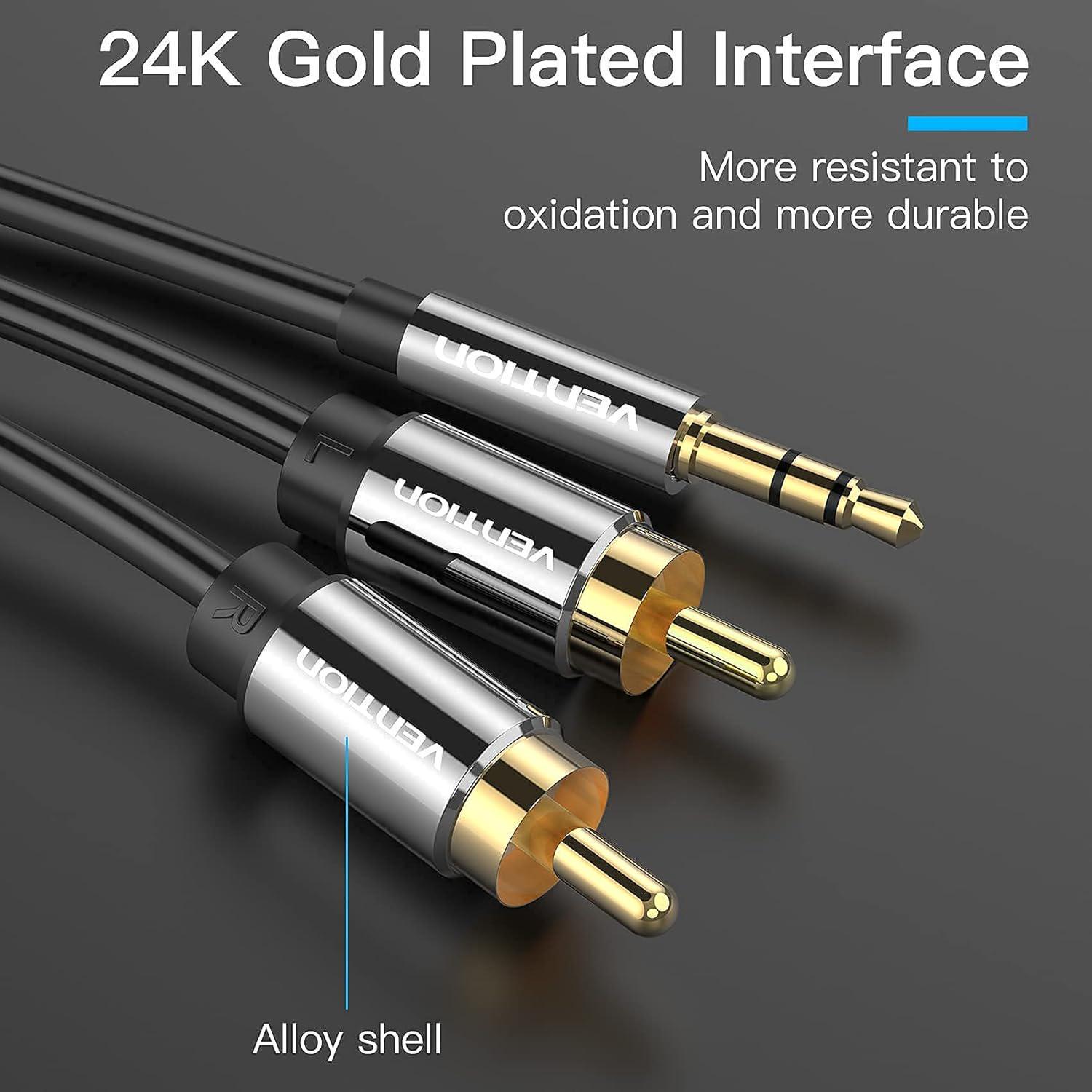 Аудиокабель Vention 3.5 мм на 2RCA позолоченные контакты 8 м Черный (BCFBK) - фото 7 Аудиокабель Vention 3.5 мм на 2RCA позолоченные контакты 8 м Черный (BCFBK) - фото 7