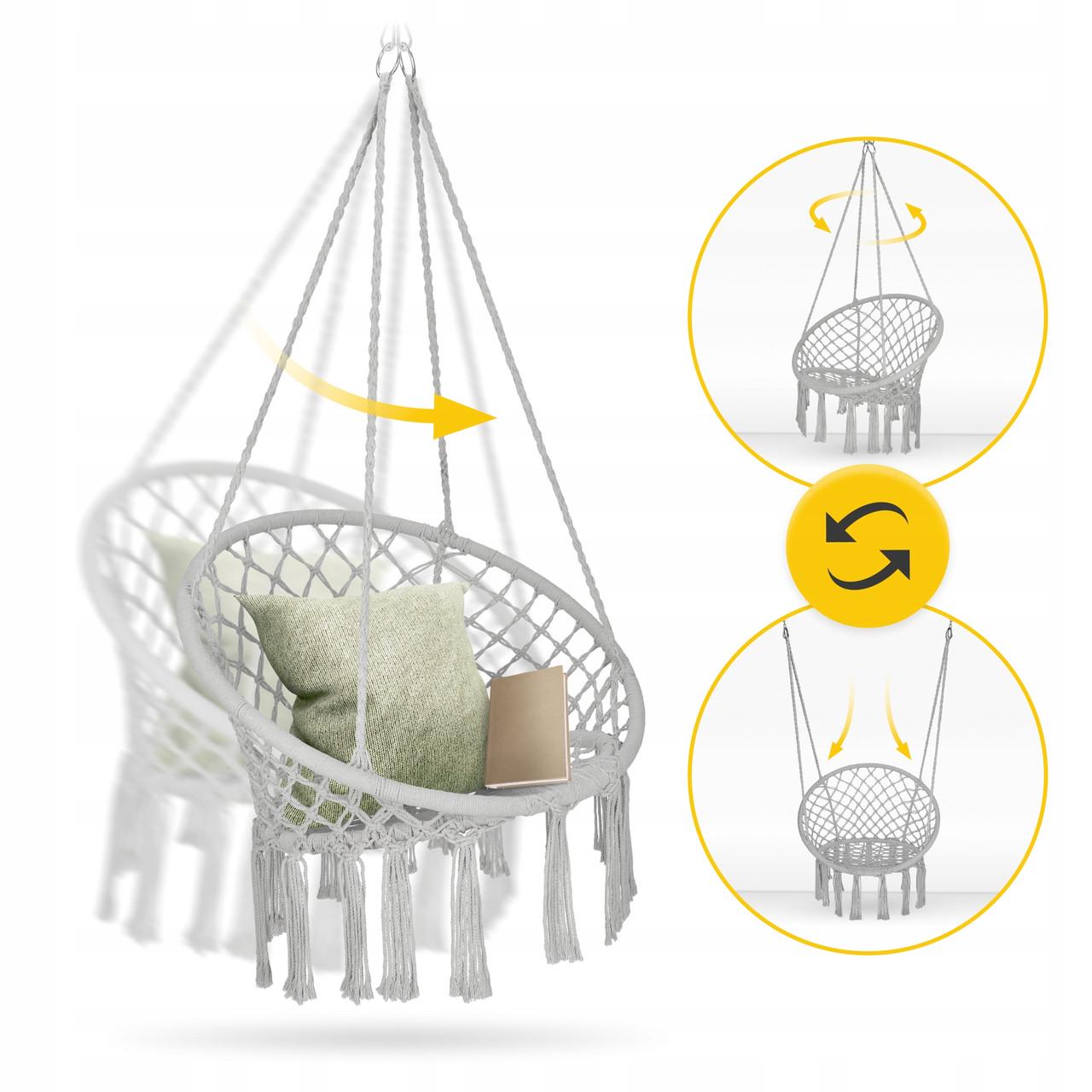 Кресло-качели 4fizjo Boho Dream 80 см Grey (P-5905973404525) - фото 8 Кресло-качели 4fizjo Boho Dream 80 см Grey (P-5905973404525) - фото 8