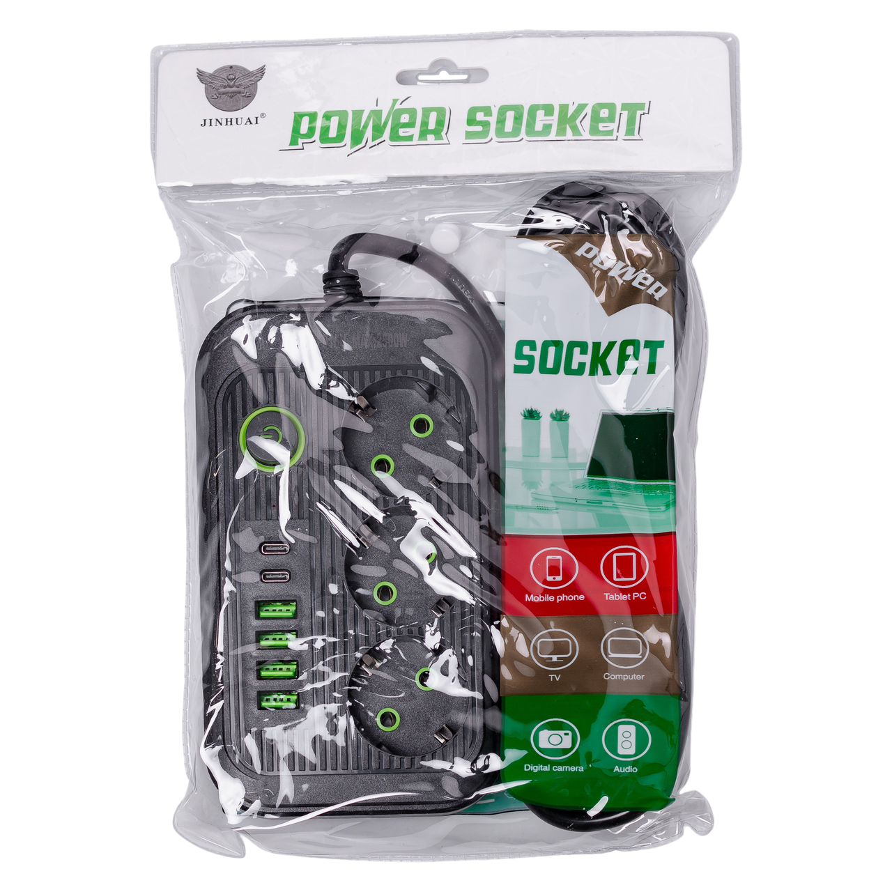 Фільтр мережевий HP-5-20 кабель 3,8 м F16 на 3 розетки з USB портами та кнопкою вимкнення Чорний (A-034381) - фото 6