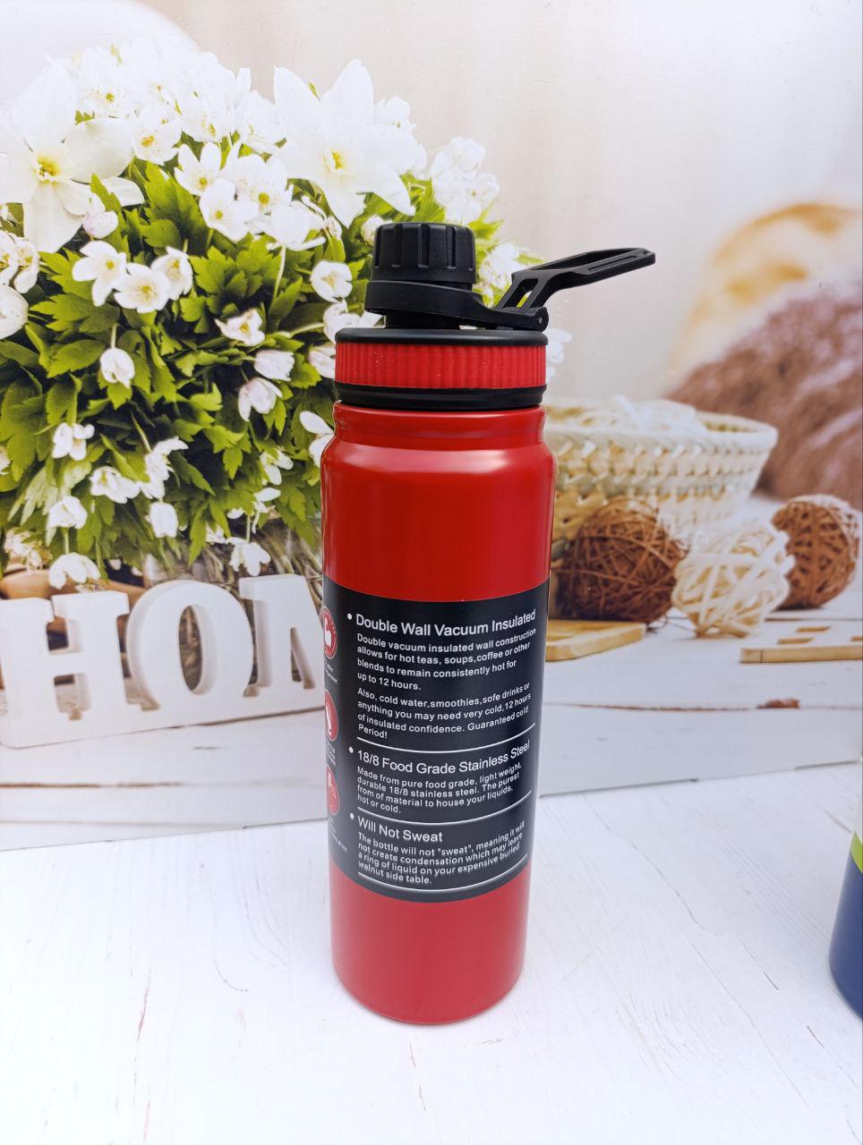 Термопляшка SNT 80624-1 з нержавіючої сталі 800 мл Червоний (80624-1)