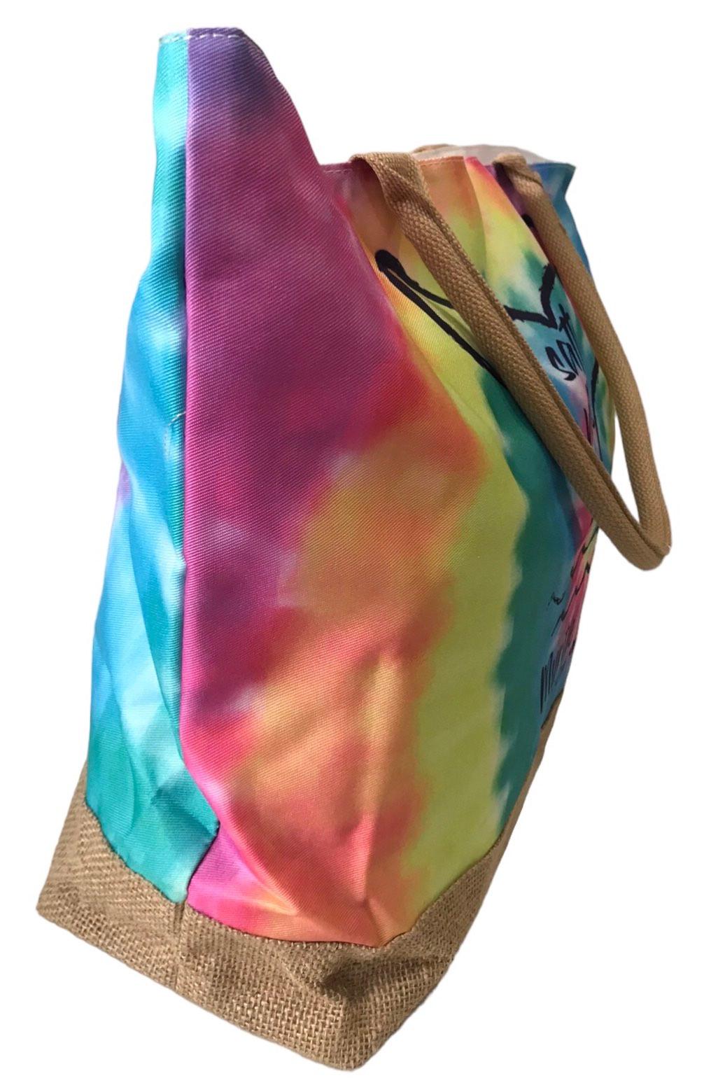 Сумка пляжна жіноча літня з тканини на блискавці Синьо-бежевий/зелений (HN558) - фото 2