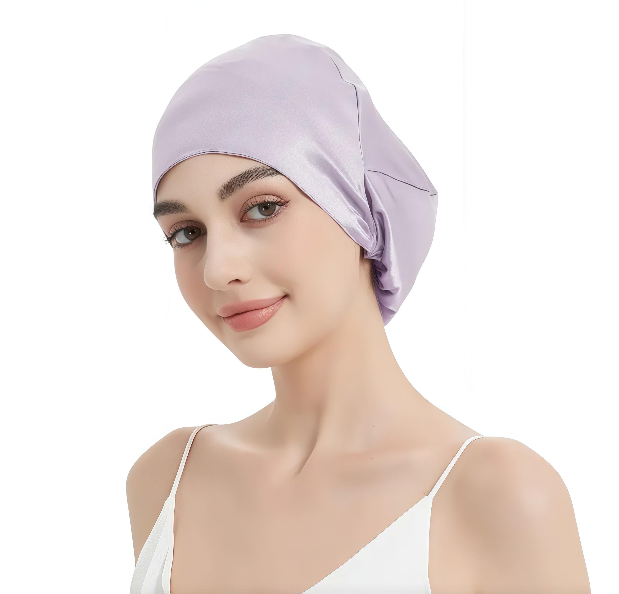 Шапочка шелковая ночная для сохранения прически Лавандовый (2236822)