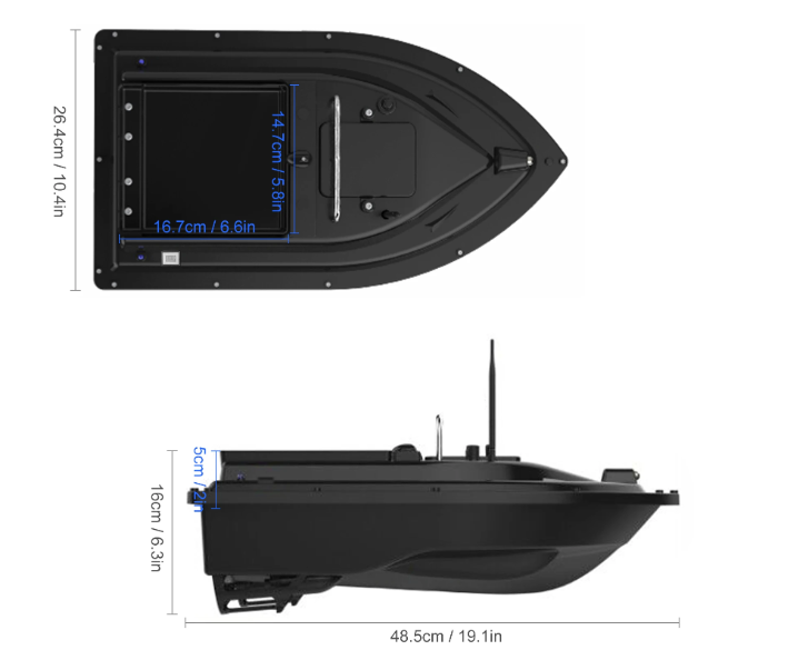 Човник короповий для завезення підгодівлі Flytec D16 до 2 кг до 500 м Чорний (2709253529) - фото 2