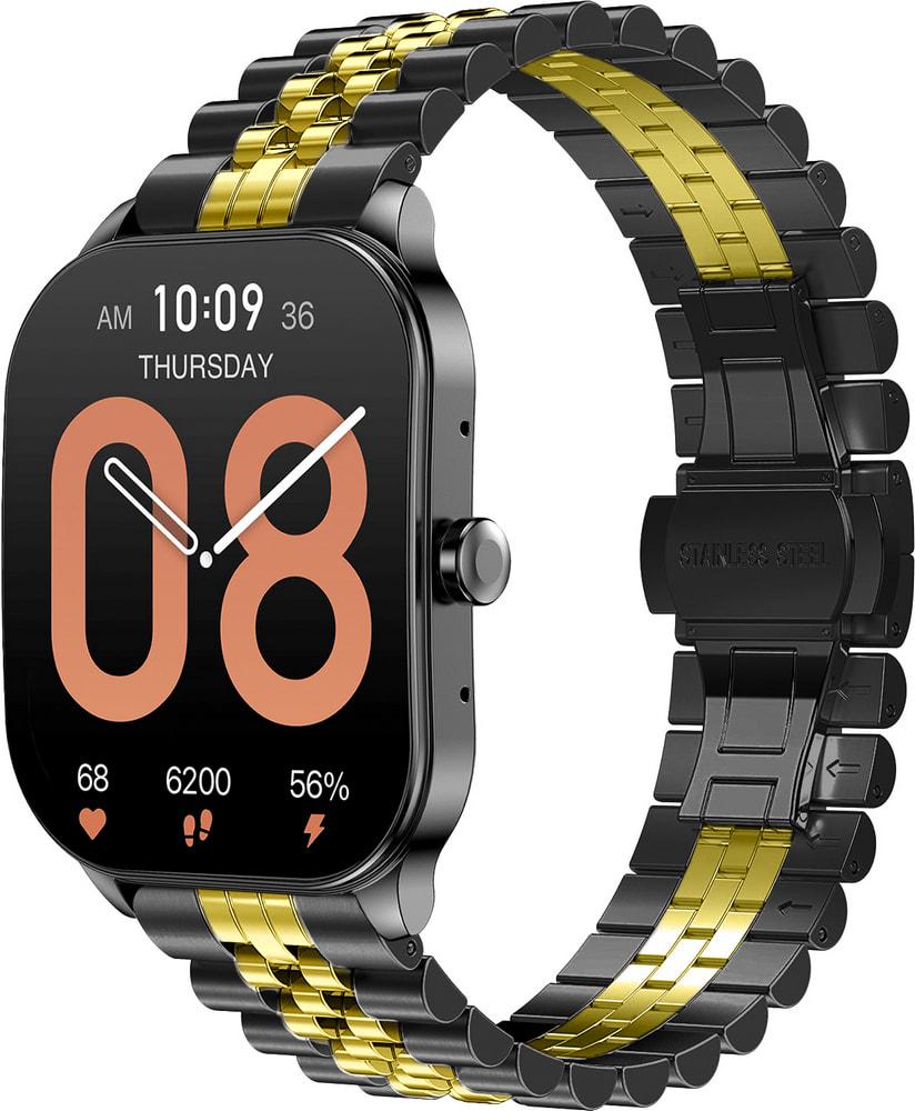 Браслет металлический Stech Line для Amazfit Pop 3S/3R Black Gold (34444-02)