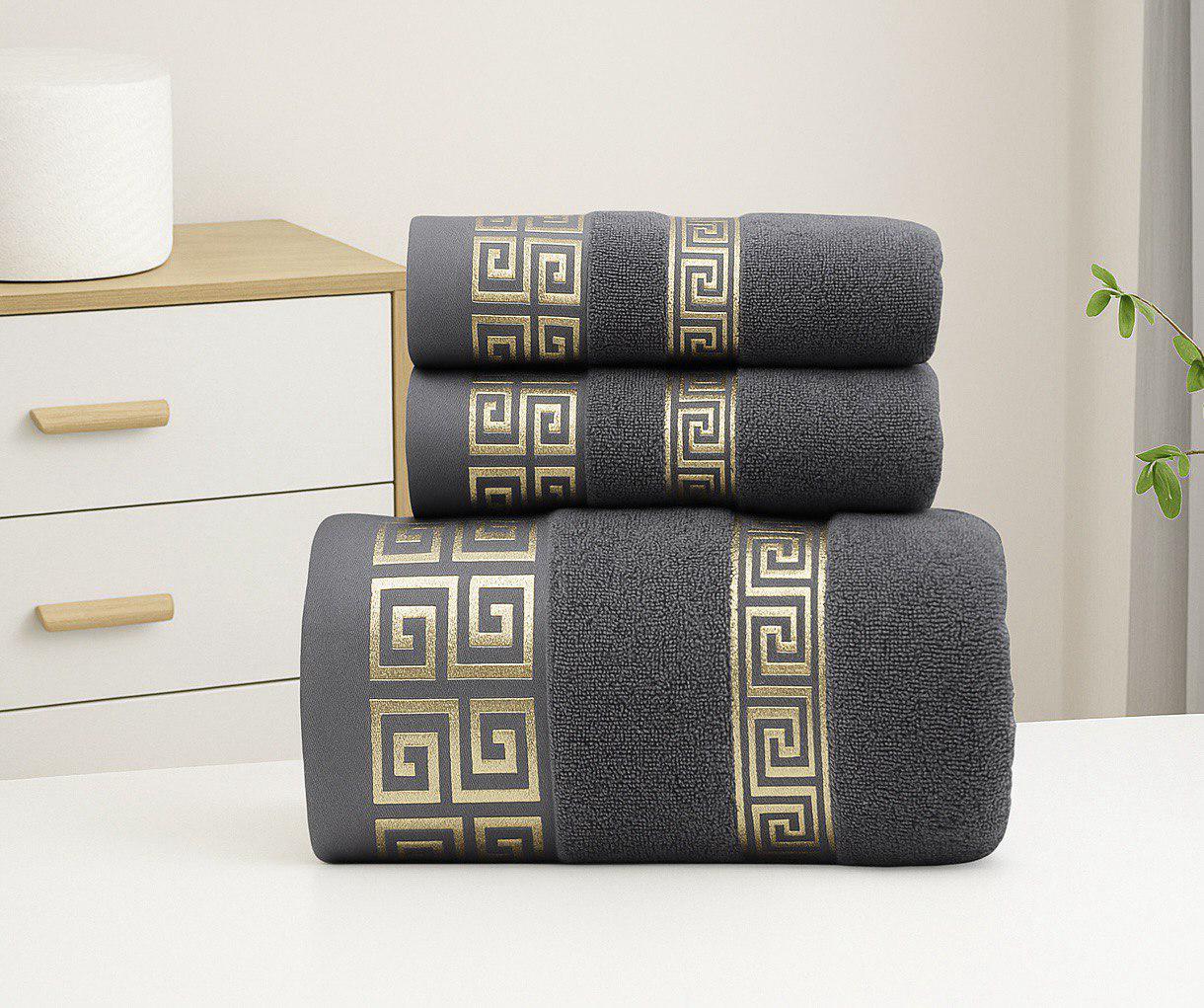 Набор полотенец Ornament Premium 3в1 140х70 см/74х34 см/74х34 см Серый (NR3in1BathGrayPREMIUM)