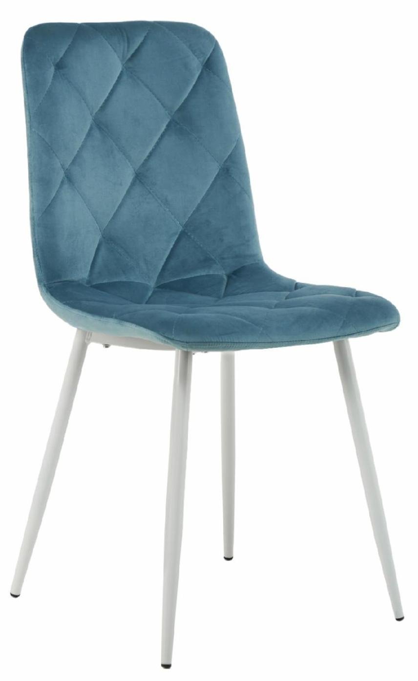 Стілець кухонний SHELL металевий каркас білий тканина оксамит Блакитний Топаз (N-41-blue-topaz-velur/ white)