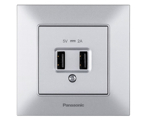 Розетка USB 5В-2А Panasonic Arkedia Slim Серебряный