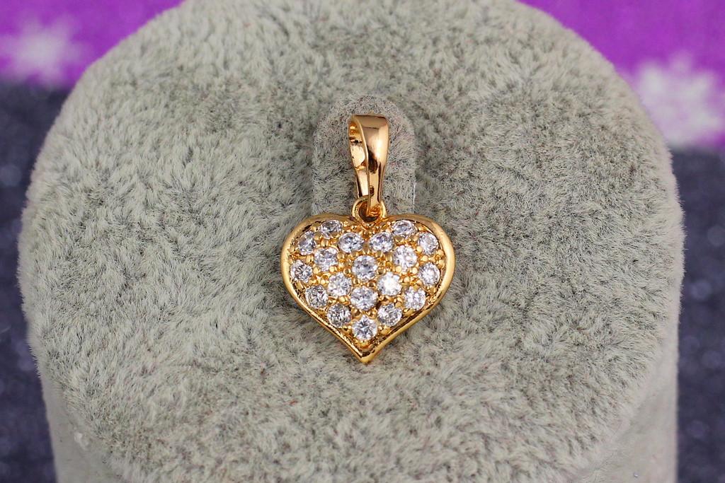 Кулон Xuping Jewelry Серце з фіанітами 1,4 см Золотистий