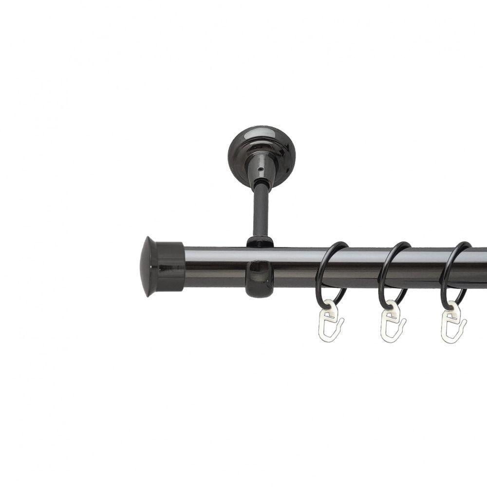 Карниз металлический Orvit Дуо однорядный открытый/гладкая труба/кольцо металлическое Оникс 25 мм 200 см (6706547)