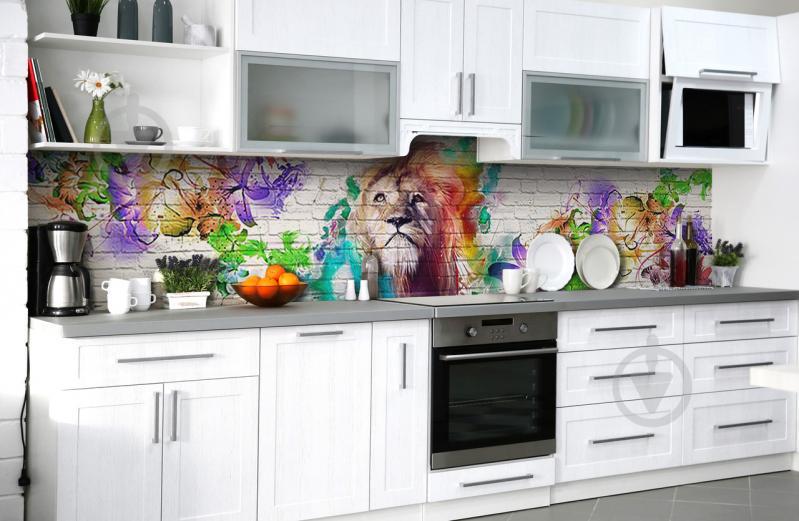 Скинали на кухню Zatarga «Царь зверей» 650х2500 мм виниловая 3Д наклейка кухонный фартук самоклеящаяся