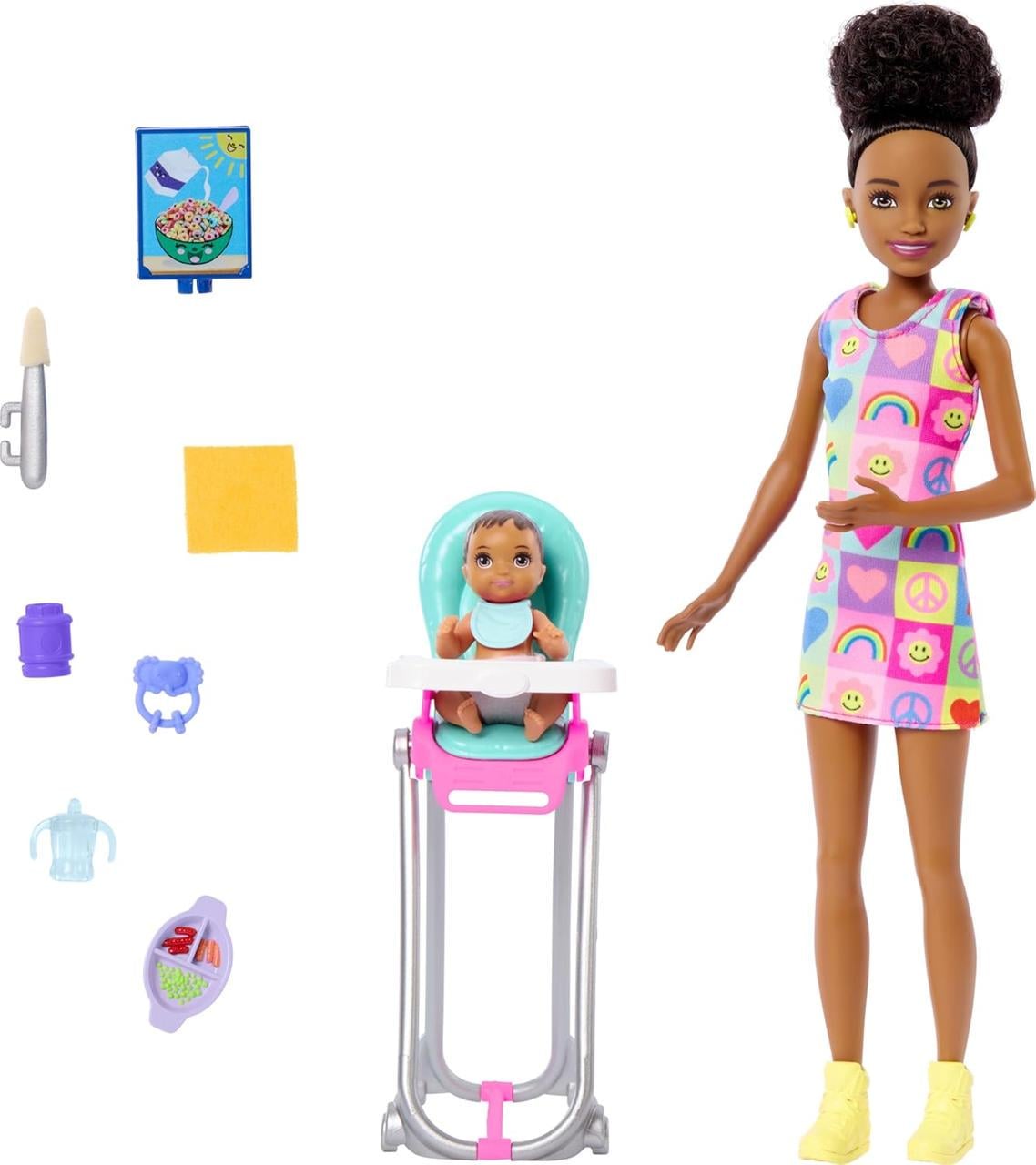 Игровой набор с куклой Скиппер Няня Barbie Skipper Doll&Playset with Accessories Babysitting Set HTK34