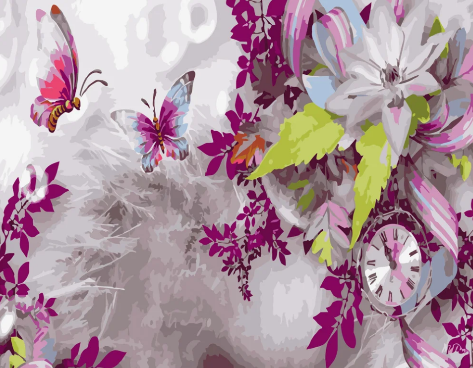 Картина по номерам Strateg Бабочки в цветах 40x50 см (GS325)