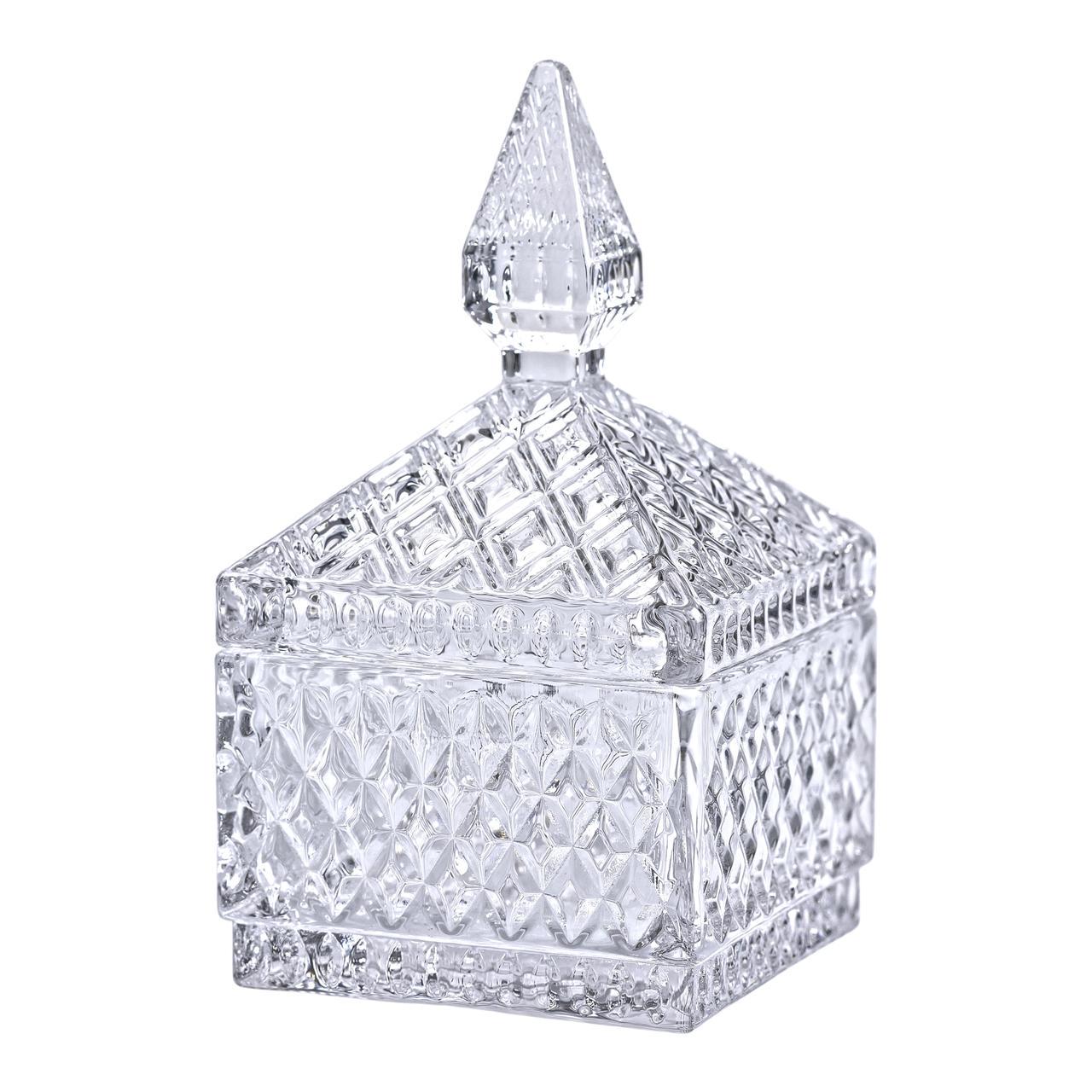 Цукерниця скляна з кришкою квадратна 8,5х8,5х15 см (5973) - фото 3 Цукерниця скляна з кришкою квадратна 8,5х8,5х15 см (5973) - фото 3