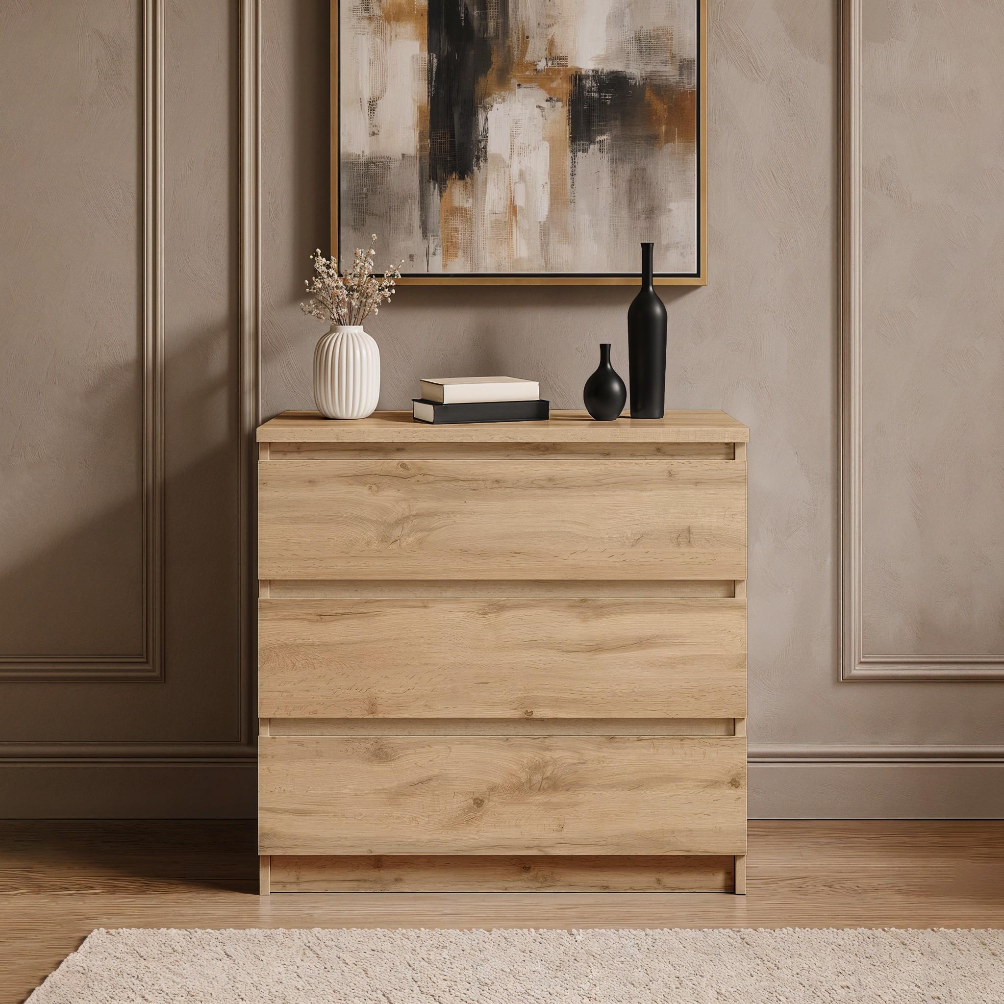 Комод на 3 шухляди без ручок FT-214 800х400х755 мм Дуб Аппалачі - фото 1