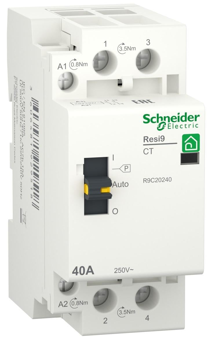 Контактор модульний Schneider Electric RESI9 1P+N 40A 2NO 230V (R9C20240)