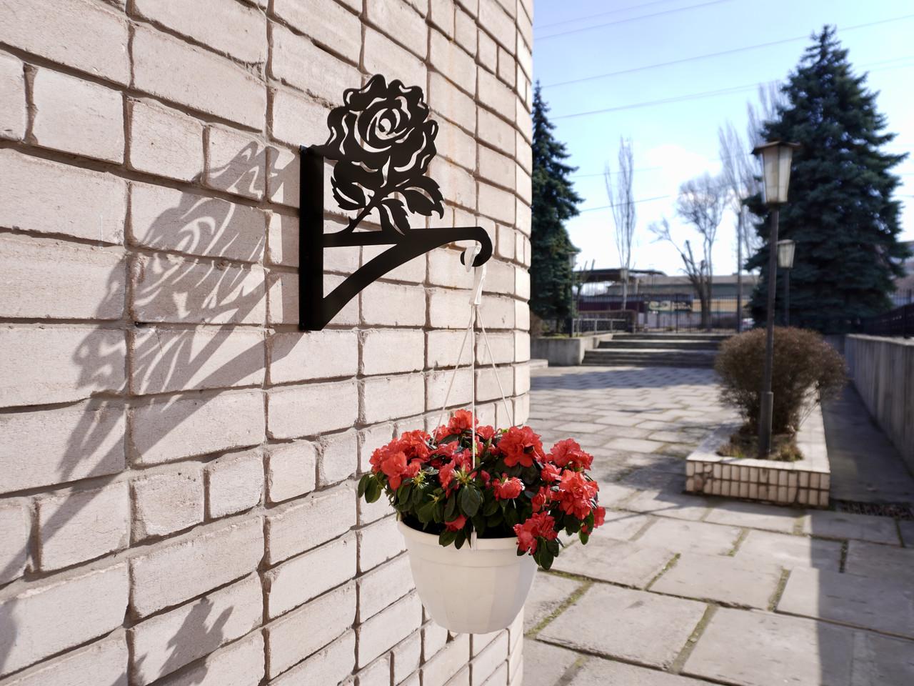 Кронштейн Роза для кашпо с цветами метал Черный (М016) - фото 6