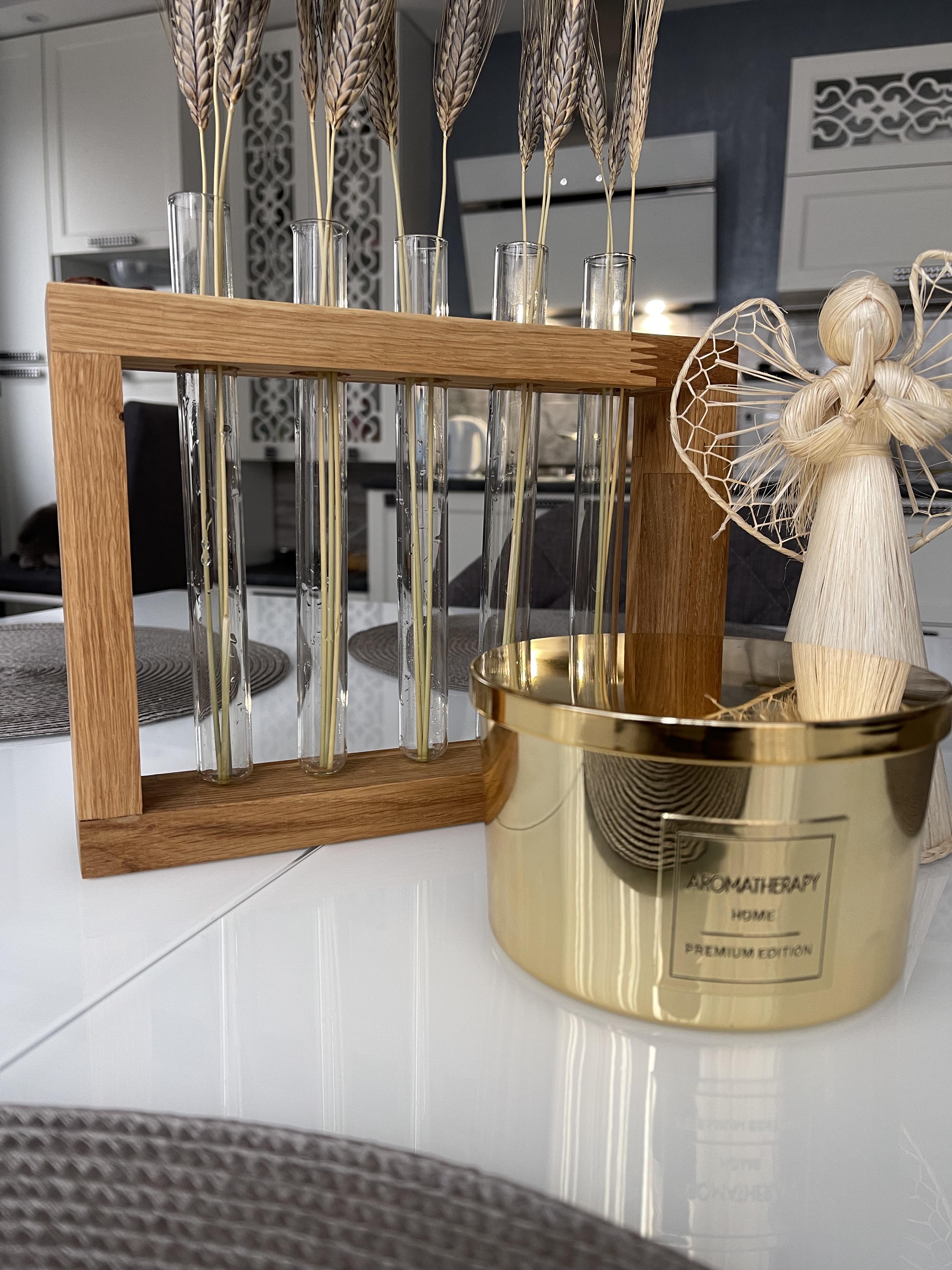 Ваза с колбами для цветов деревянная 26х19х5 см (237) - фото 3 Ваза с колбами для цветов деревянная 26х19х5 см (237) - фото 3