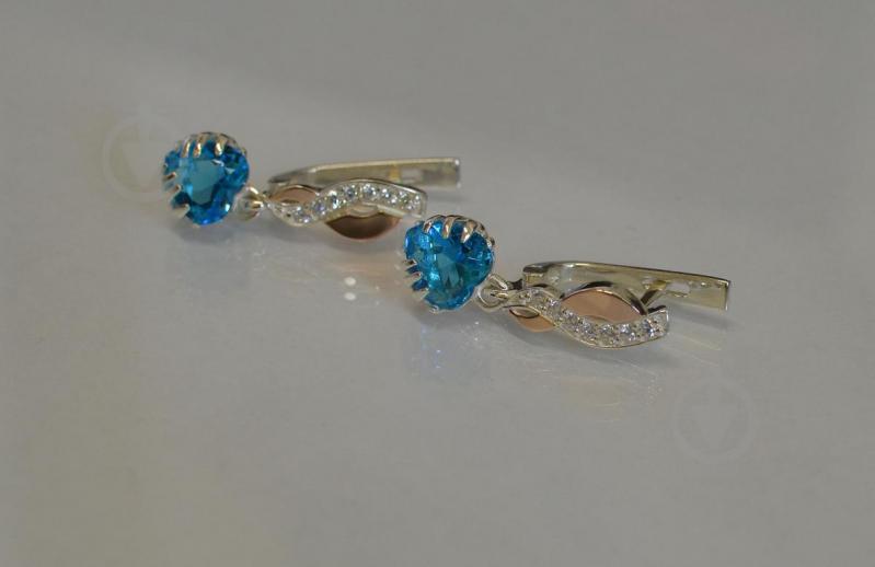 Серьги Sil Сердце в руках Аквамарин 102s-10 (Sil-941)