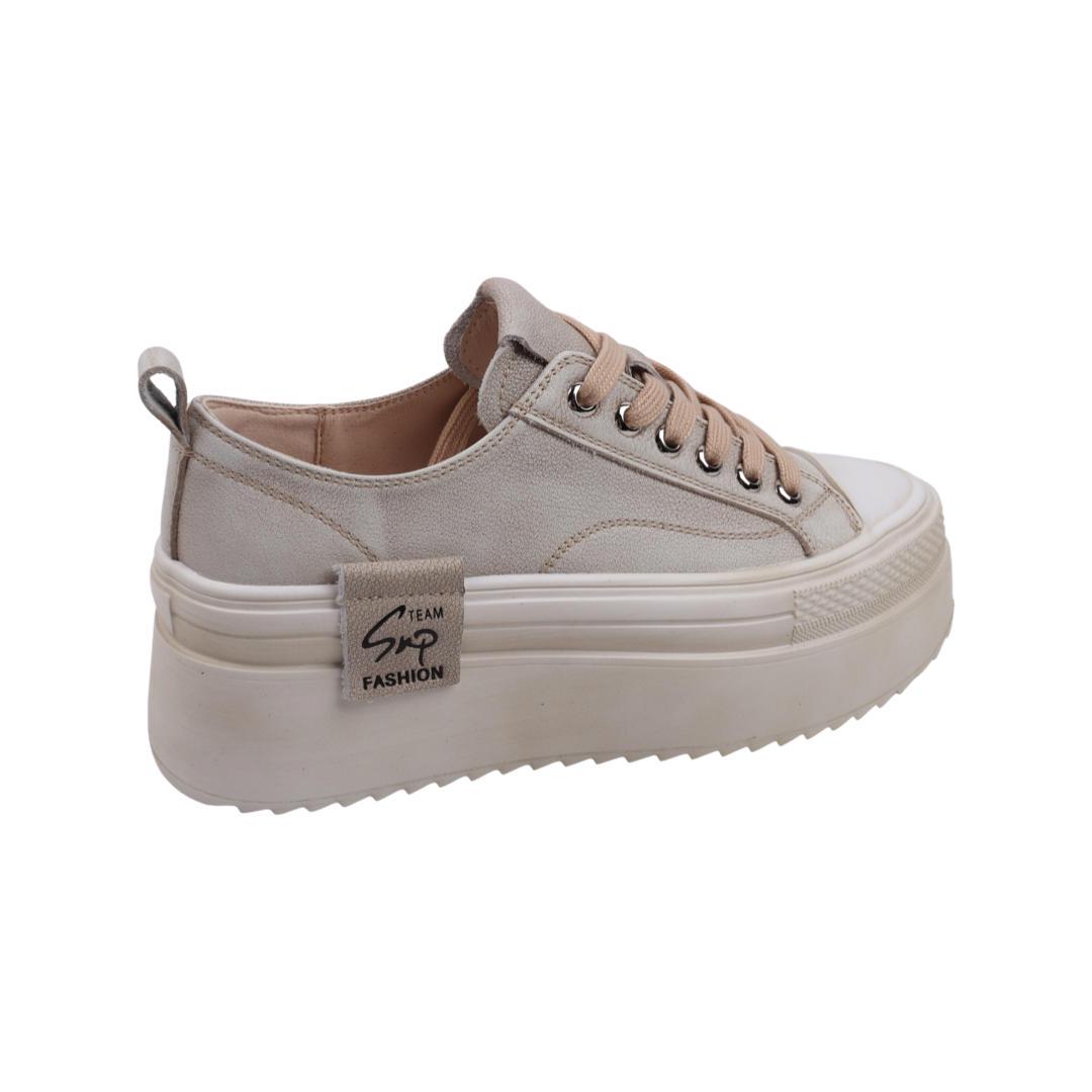 Кеды женские Berisstini из кожи Бежевый (92-22DTC 37) - фото 4 Кеды женские Berisstini из кожи Бежевый (92-22DTC 37) - фото 4