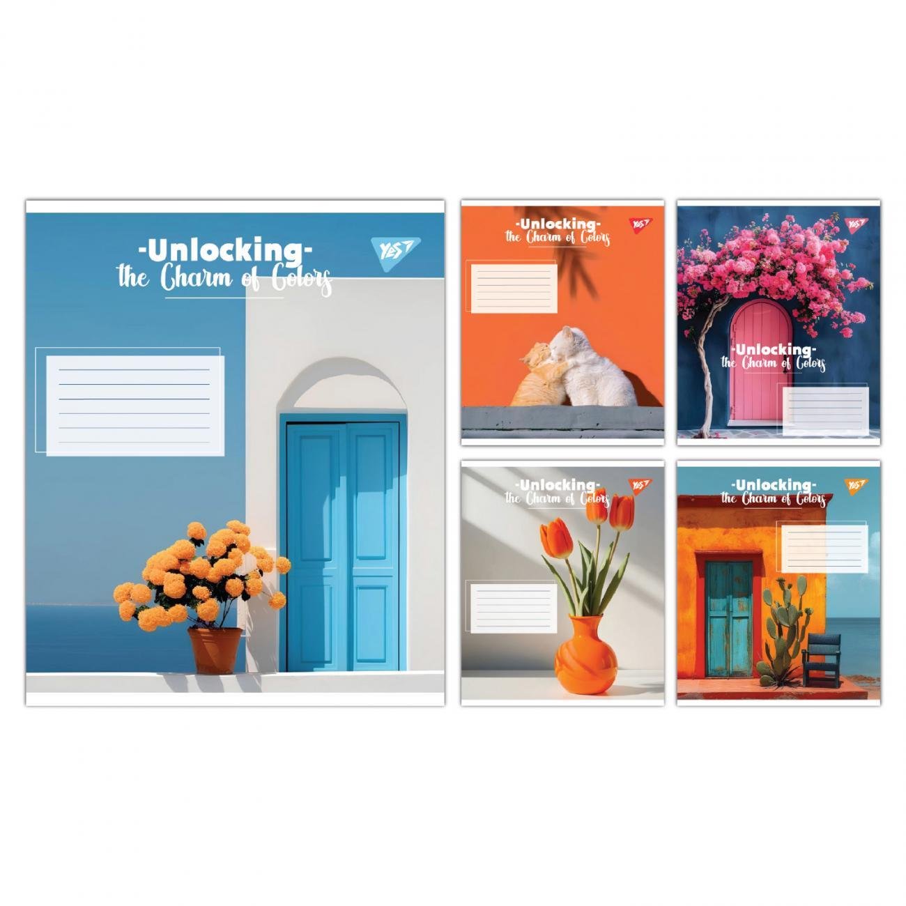 Зошити учнівські YES Charm of Colors 36 аркушів клітинка 15 шт. в упаковці