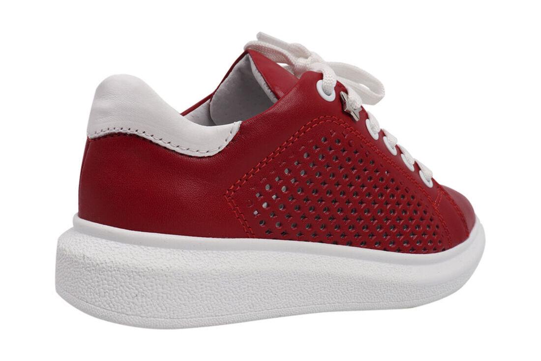 Кеди жіночі Maxus shoes зі шкіри на низькому ходу на шнурівці Червоний (74-21LTCP 33) - фото 4 Кеди жіночі Maxus shoes зі шкіри на низькому ходу на шнурівці Червоний (74-21LTCP 33) - фото 4