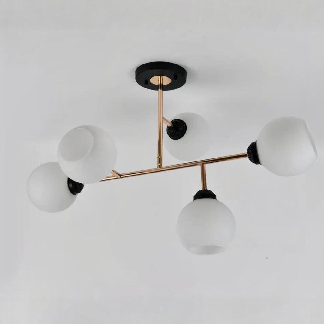 Люстра Sirius на металлическом каркасе под пять ламп Е27 Черный/Золотой (L0006-5 BK+FGD)