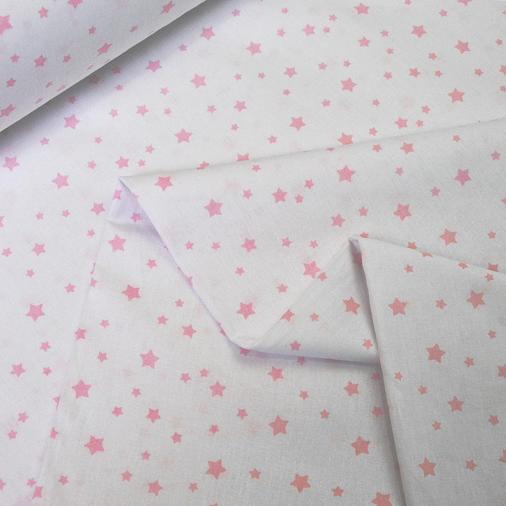 Ткань для постельного белья S-звезда бязь ранфорс 2,4 м Пудра на белом (16882)
