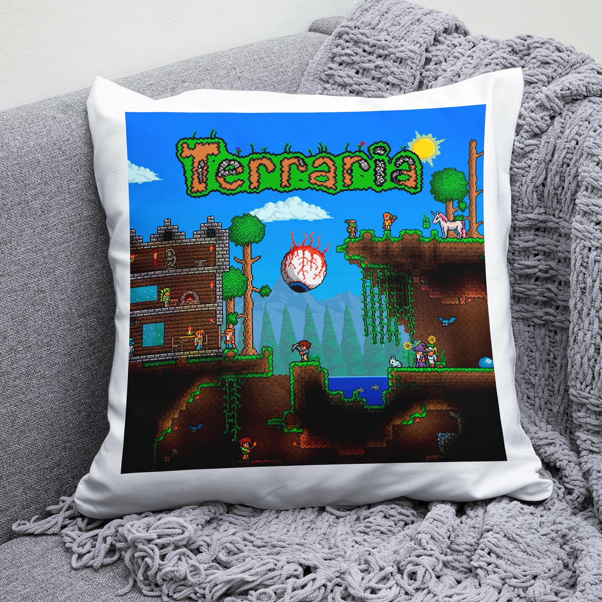 Плюшевая подушка квадрат с принтом игры Terraria