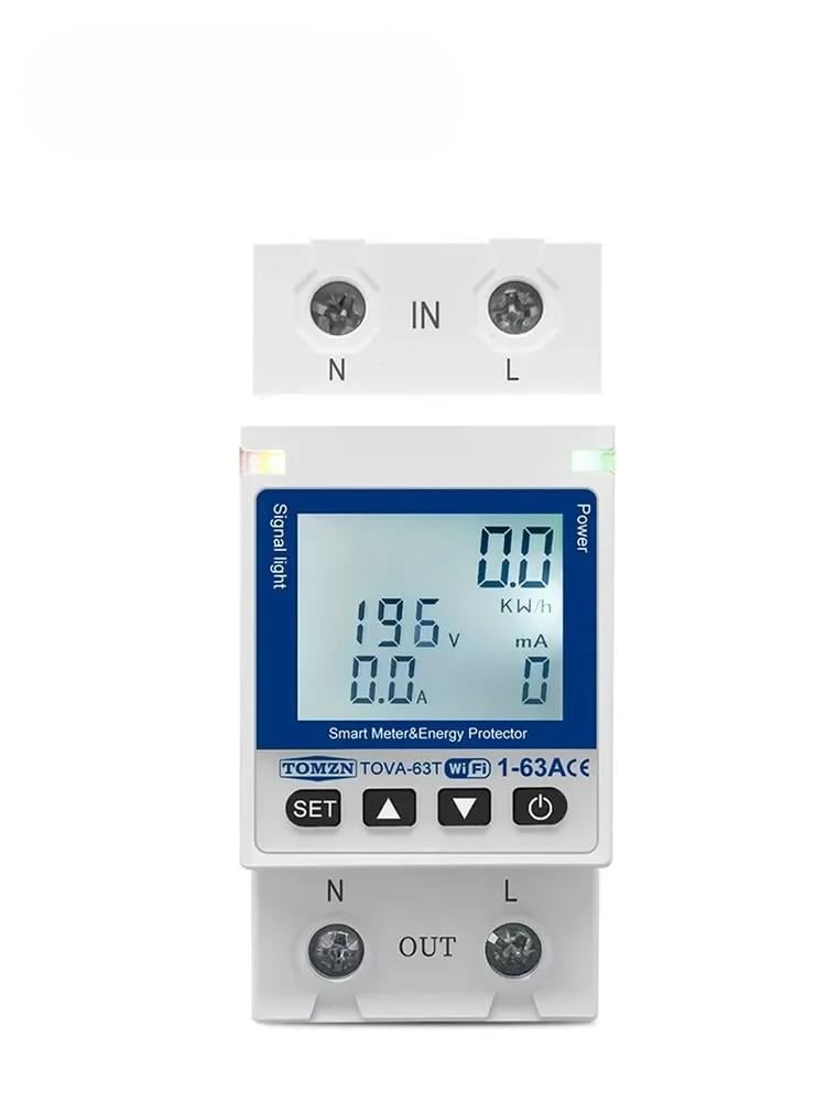 Умное реле-автомат TOMZN TOVA-63T 1P+N Wi-Fi со счетчиком электроэнергии 63A (31186159)