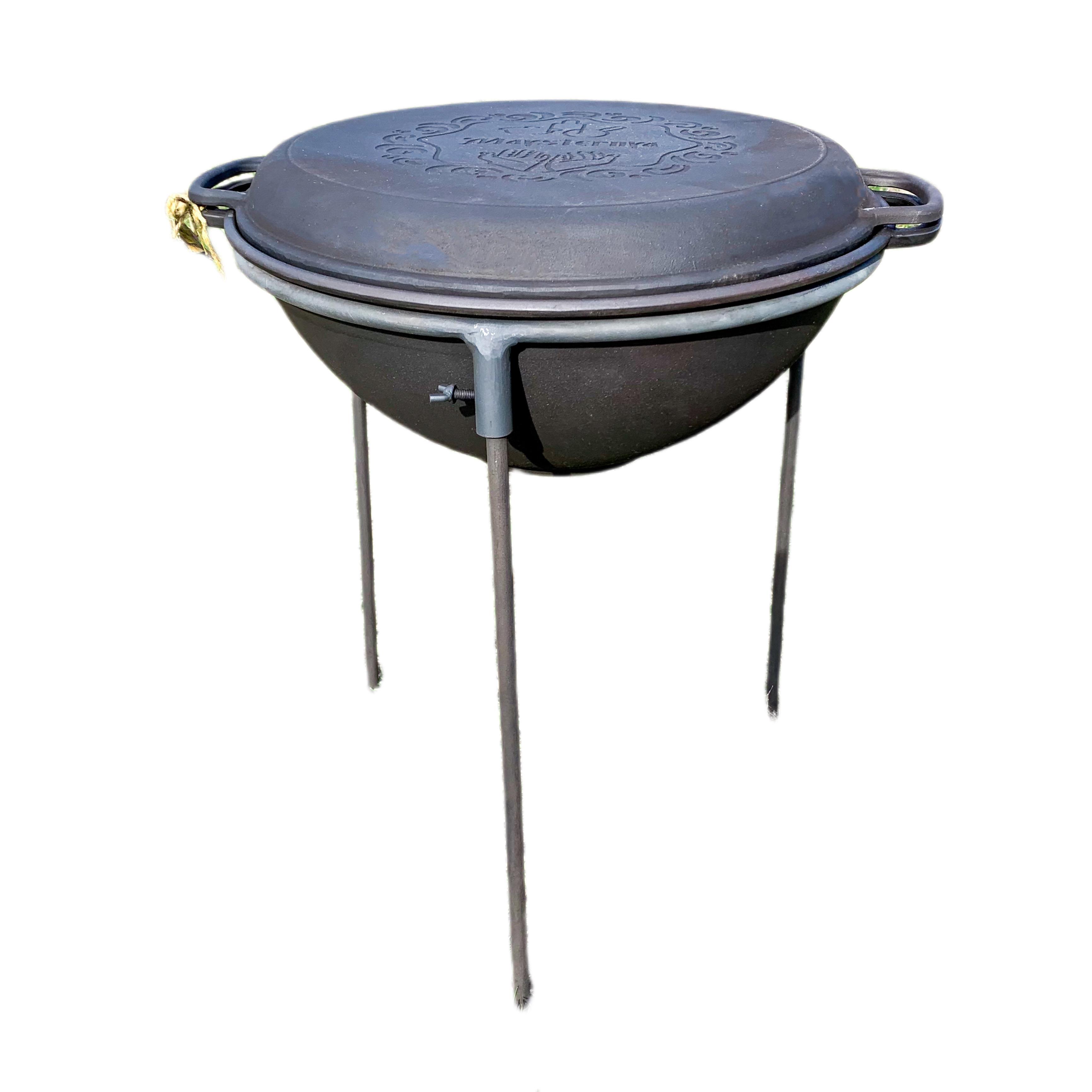 Котел чугунный туристический Наша Мастерская с крышкой-сковородкой и трехногой для костра 8 л (2603329390)