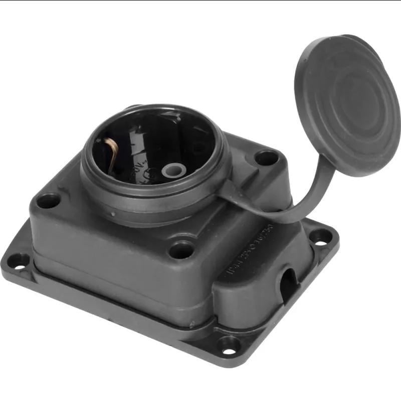 Розетка одинарна E.NEXT e.socket.rubber.029.1.16 із заземленням та захисною кришкою каучукова 16А (s9100025) Розетка одинарна E.NEXT e.socket.rubber.029.1.16 із заземленням та захисною кришкою каучукова 16А (s9100025)